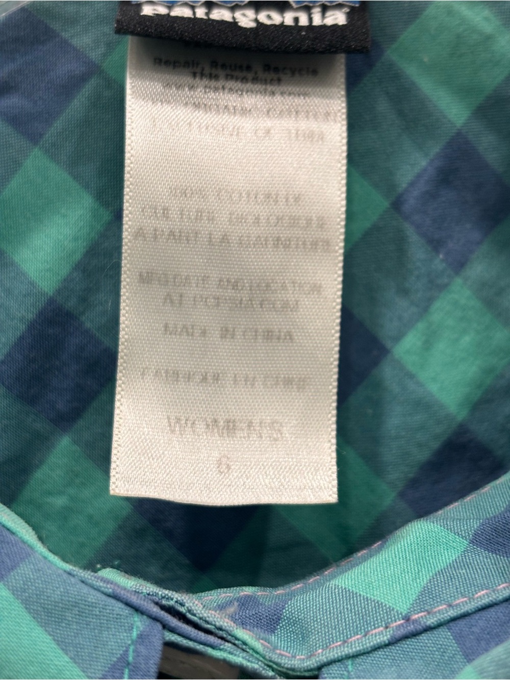Patagonia Green and Blue Gingham Button-Down Shirt - Picture 3 of 5
